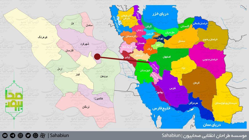 نقشه باکیفیت تقسیمات استان چهارمحال-و-بختیاری