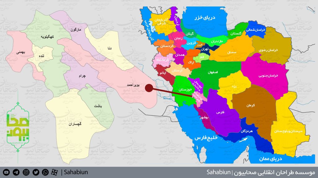 نقشه باکیفیت تقسیمات استان کهکیلویه-و-بویراحمد